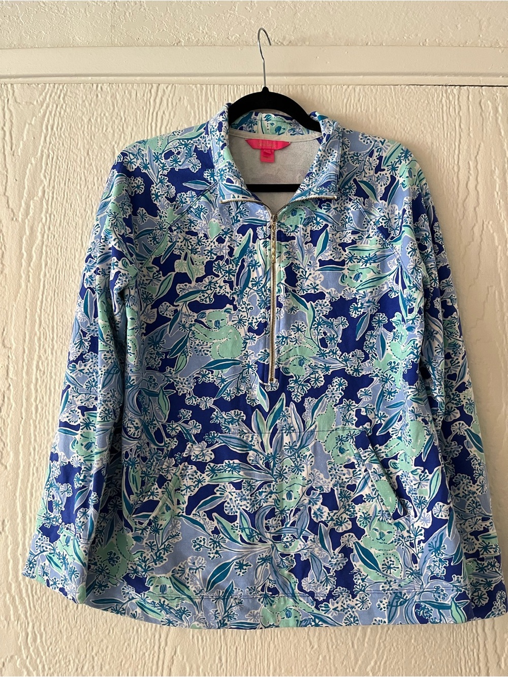 Lilly Pulitzer Blue & Aqua Floral Half-Zip Pullover